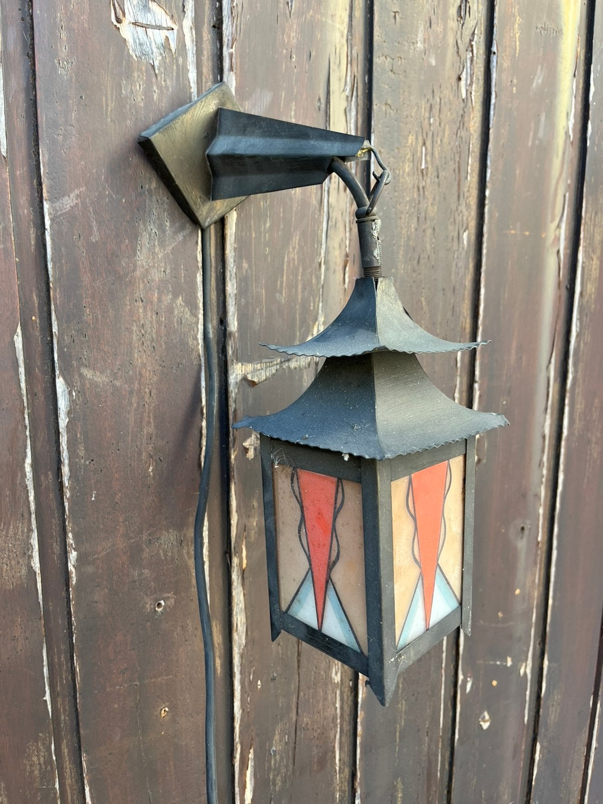 Jugendstihl wandlamo glas metaal vintage jaren 30-40 €35, Ophalen of Verzenden, Gebruikt, Glas, Wandlamp