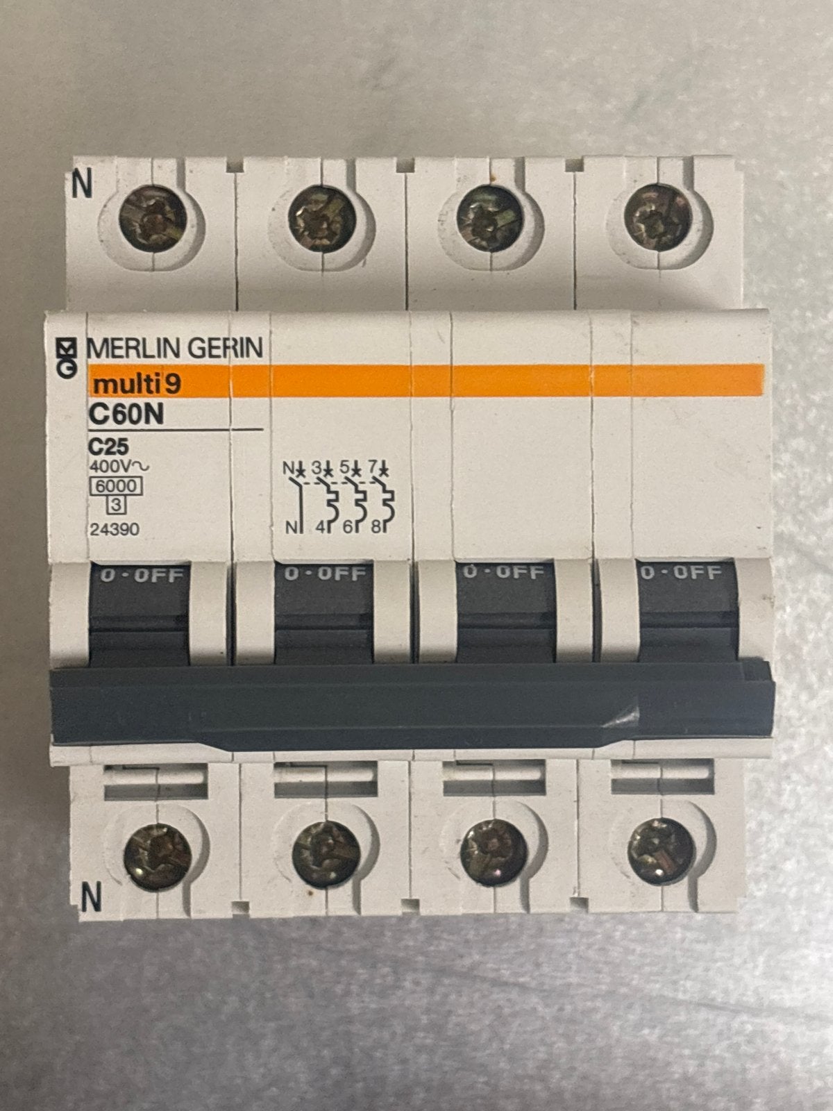 Merlin Gerin Multi 9 C60N C25 400V Stroomonderbreker, Ophalen of Verzenden, Gebruikt, Schakelaar