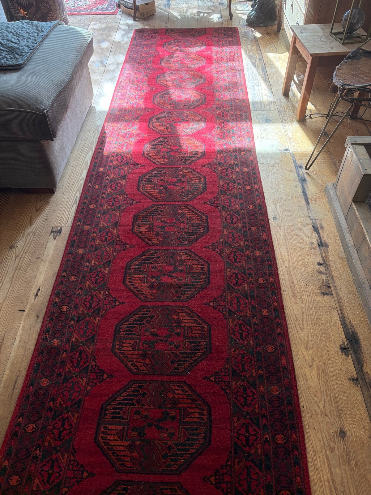 Rood Oosters tapijt - Runner met traditioneel patroon, Ophalen, Gebruikt, 200 cm of meer, 50 tot 100 cm