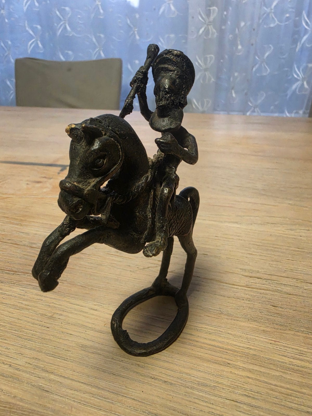 Vintage ruiter te paard beeldje / flesopener – bronskleurig