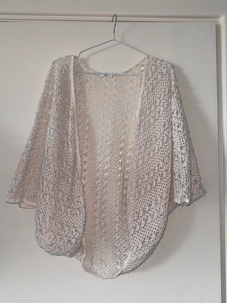 Miss Etam gehaakt zomer vest / kimono – maat S/M, Ophalen of Verzenden, Zo goed als nieuw, Maat 38/40 (M), Wit