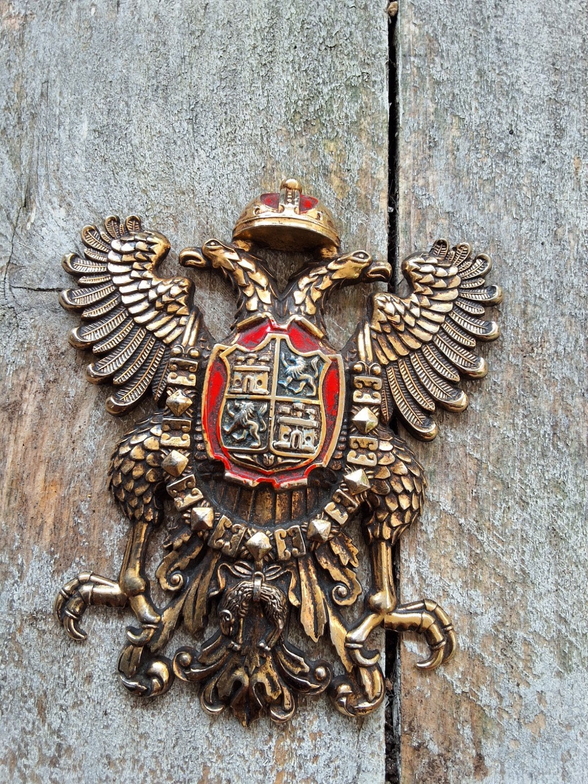 Antiek wapenschild met dubbele adelaar orgineel, Antiek en Kunst, Ophalen of Verzenden