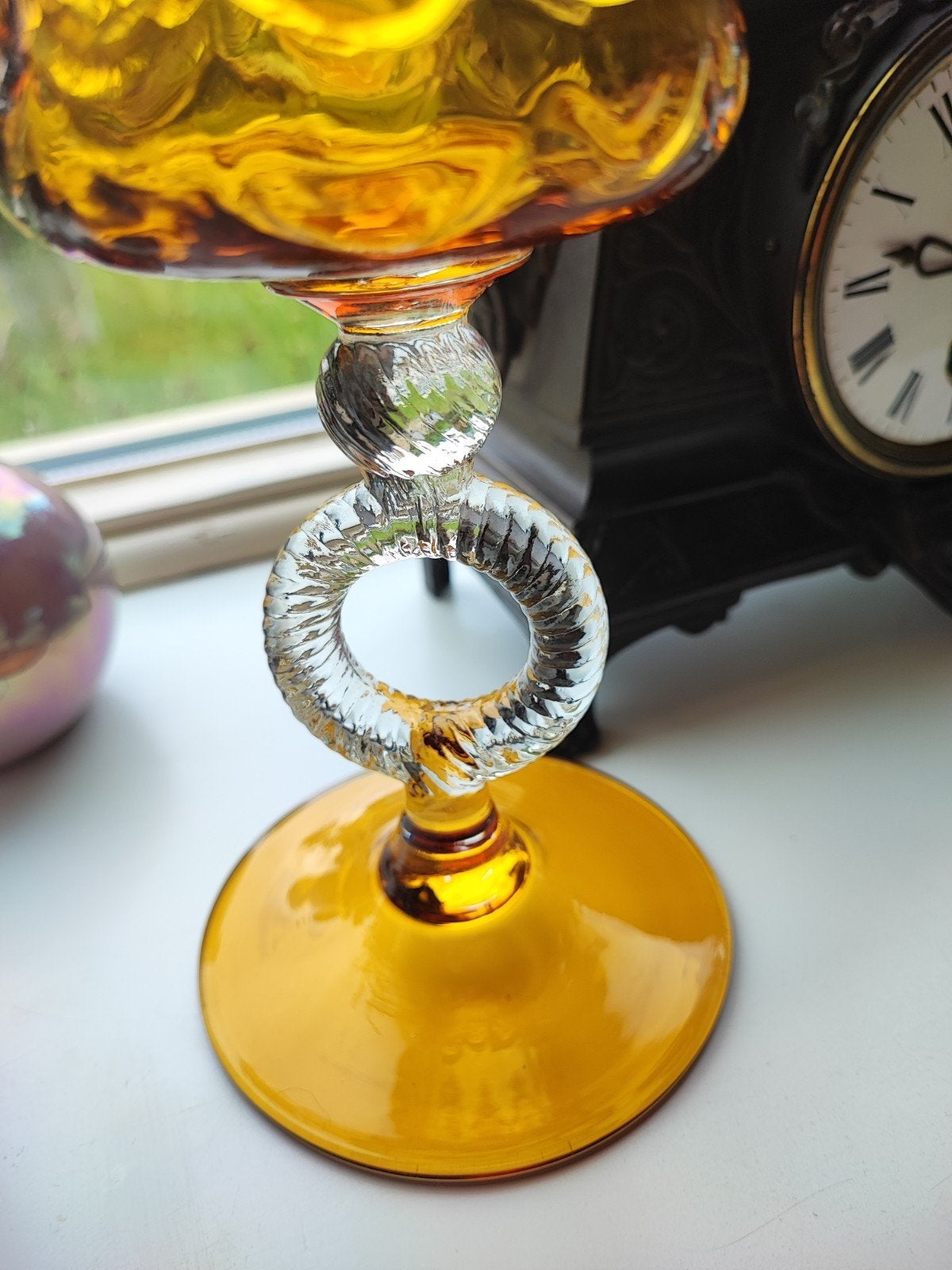 Vintage Amber Goud Honing Keyhole STELVIA Empoli Italië vaas, Ophalen of Verzenden