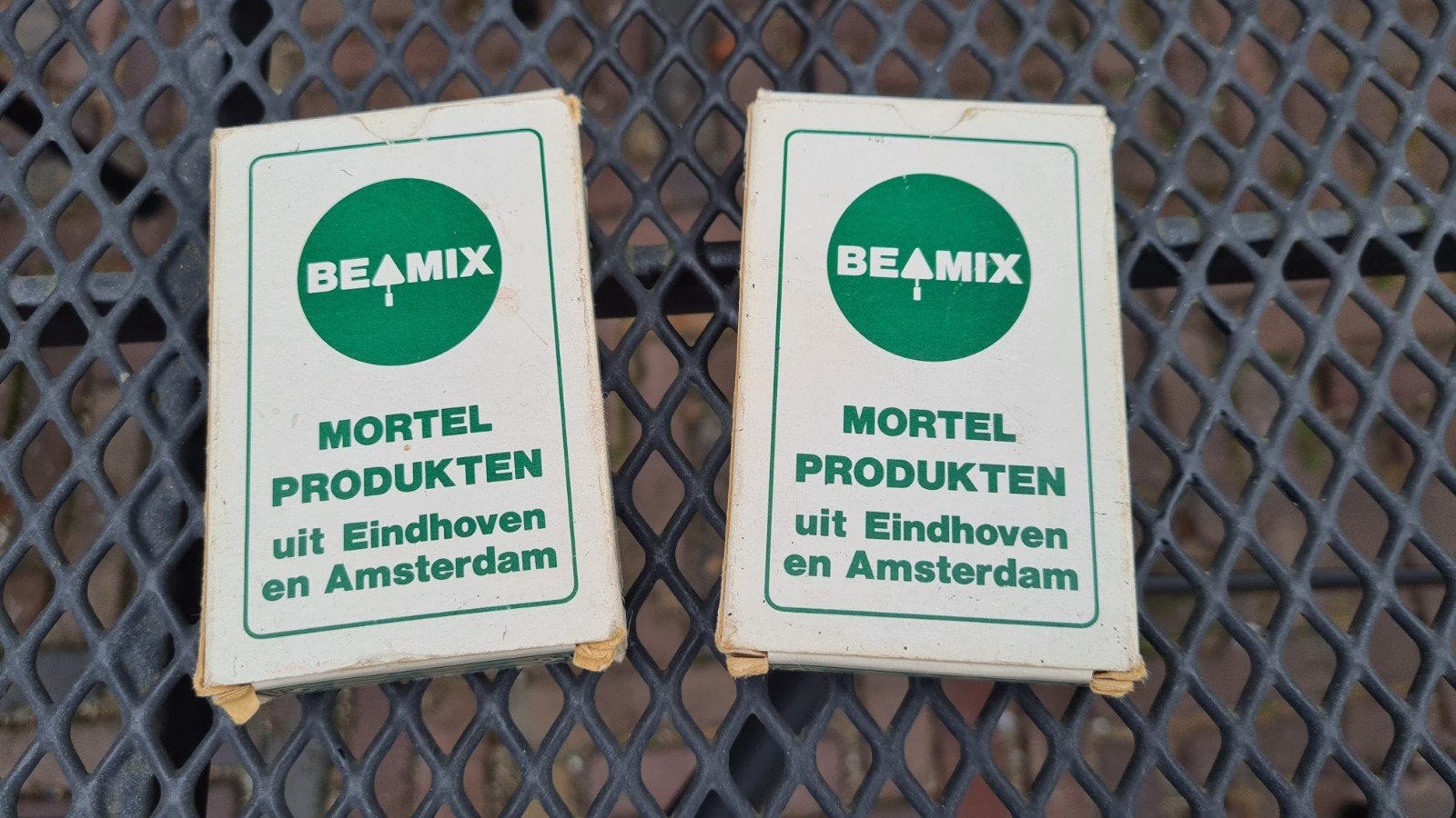 Vintage speelkaarten Mortel Produkten Beamix, Een of twee spelers, Ophalen of Verzenden, Gebruikt, Mortel Produkten Beamix