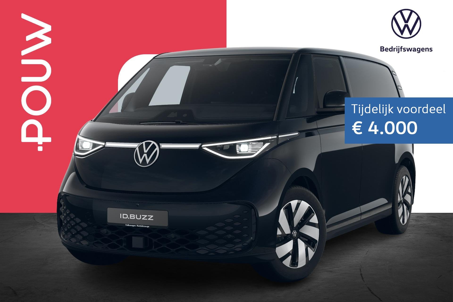 Volkswagen ID. Buzz Cargo 286pk Bulli Edition 79 kWh | Clima, Auto's, Automaat, 12 maanden, Zwart, Volkswagen