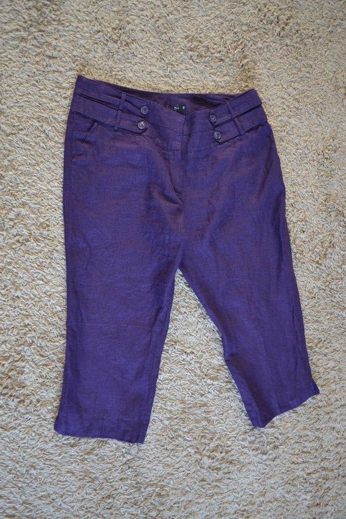 Linnen driekwart broek maat 48, Kleding | Dames, Broeken en Pantalons, Promiss, Paars, Maat 46/48 (XL) of groter, Ophalen of Verzenden