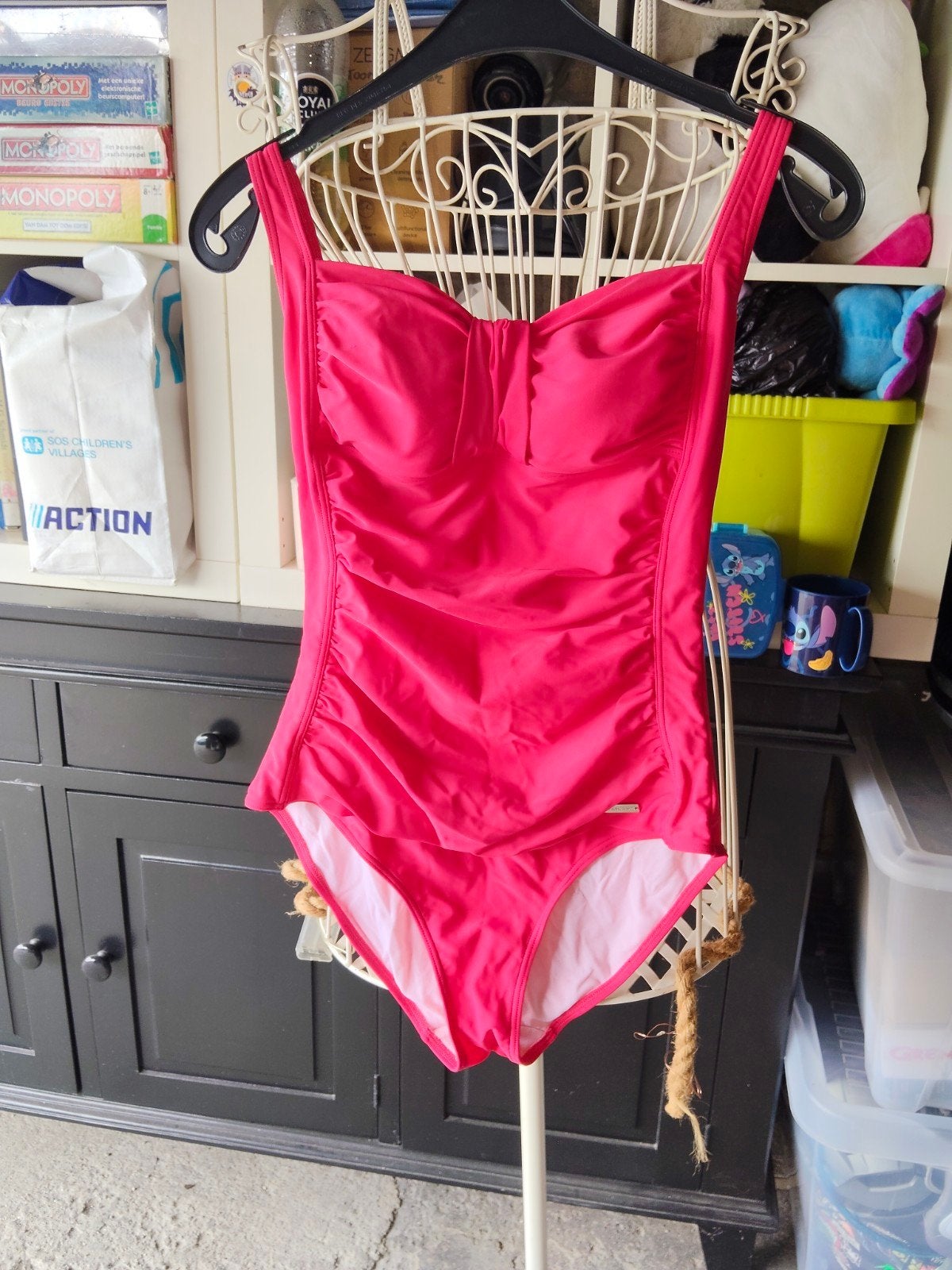 Lascana Badpak - Felroze met Ruches, Kleding | Dames, Badmode en Zwemkleding, Lascana, Badpak, Ophalen of Verzenden, Zo goed als nieuw