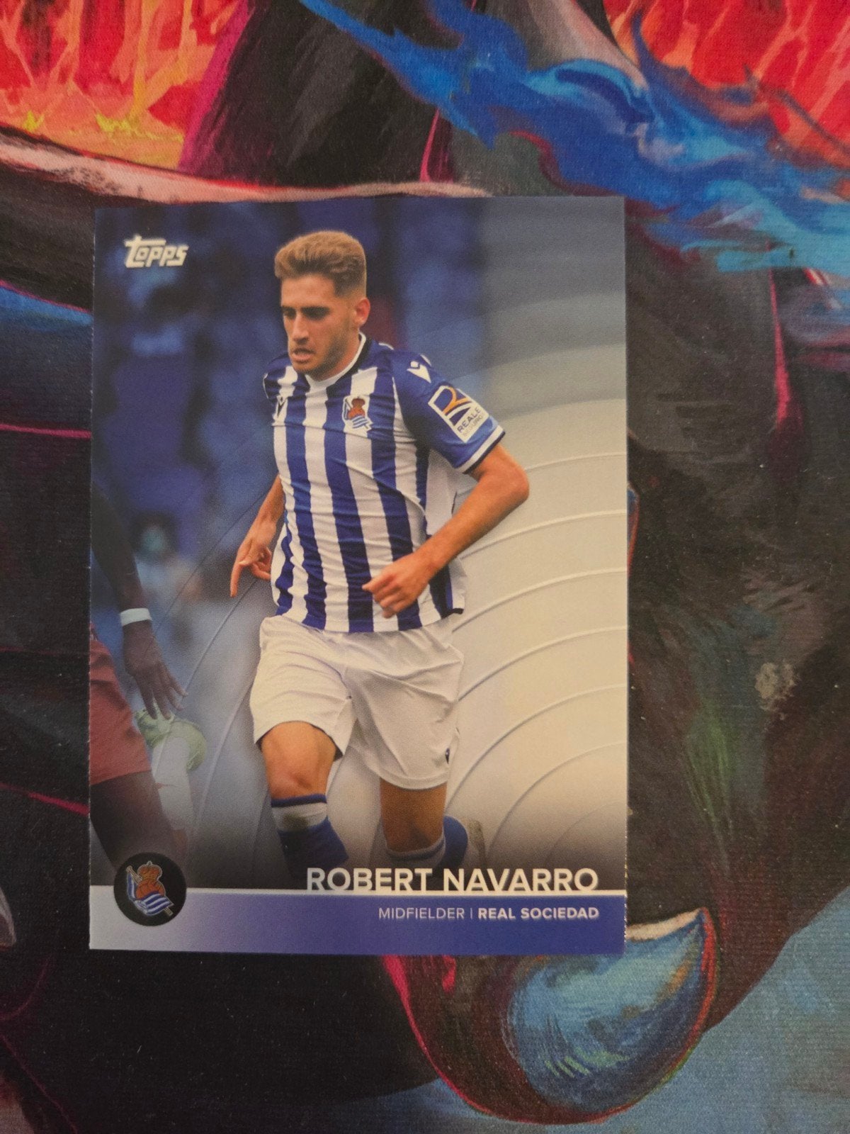 Topps Robert Navarro Voetbalkaart - Real Sociedad, Ophalen of Verzenden, Zo goed als nieuw, Buitenlandse clubs, Spelerskaart