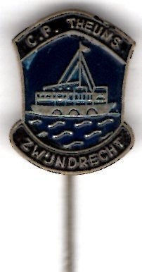 C.P. Theuns Zwijndrecht blauw op zilverkl speldje ( U_304), Verzamelen, Ophalen of Verzenden, Nieuw, Transport, Speldje of Pin