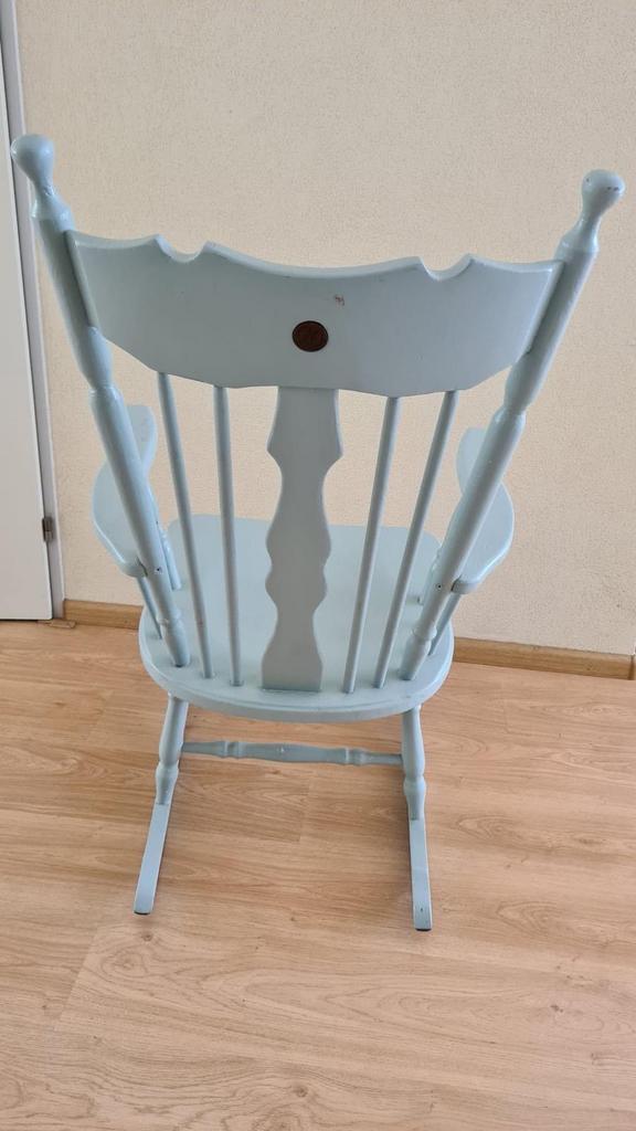 Vintage Schommelstoel - Lichtblauw Hout, Ophalen, Gebruikt, Blauw, Eén
