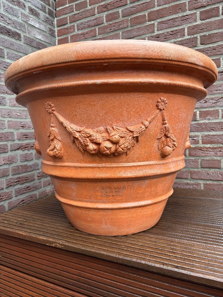 Hele Grote Zeer Exclusieve Impruneta ENZO ZAGO Terracottapot, Ophalen, Gebruikt, 40 cm of meer, Rond