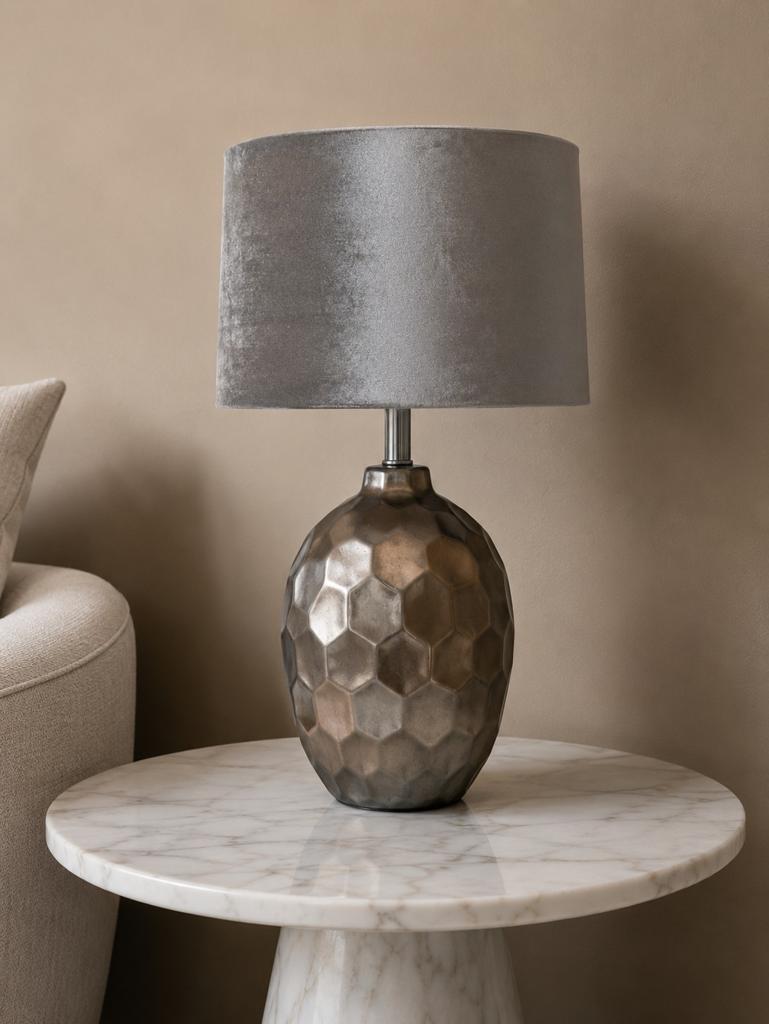 Richmond lamp met velourse champagnekleurige kap, Ophalen of Verzenden, Zo goed als nieuw, Luxe, Modern, Glamour
