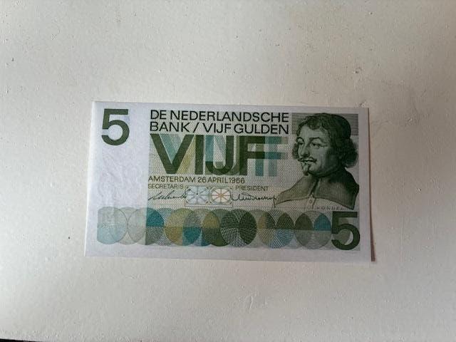 5 gulden bankbiljet Vondel 1966, Postzegels en Munten, Bankbiljetten | Nederland, Ophalen of Verzenden, 5 gulden, Los biljet