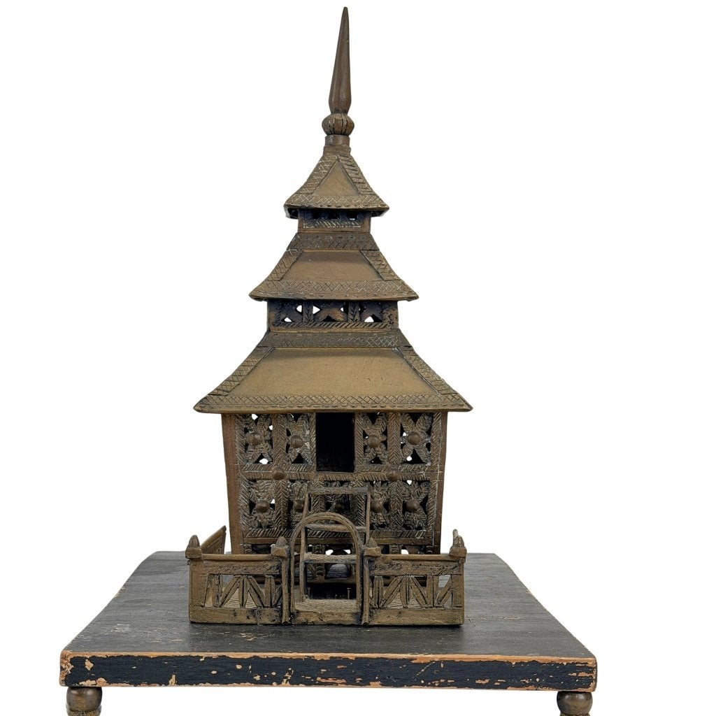 Antiek Sumatran moskeemodel Indonesië – ca. 1900–1920, Ritueel object, Handgemaakt, Ophalen of Verzenden, 35 cm