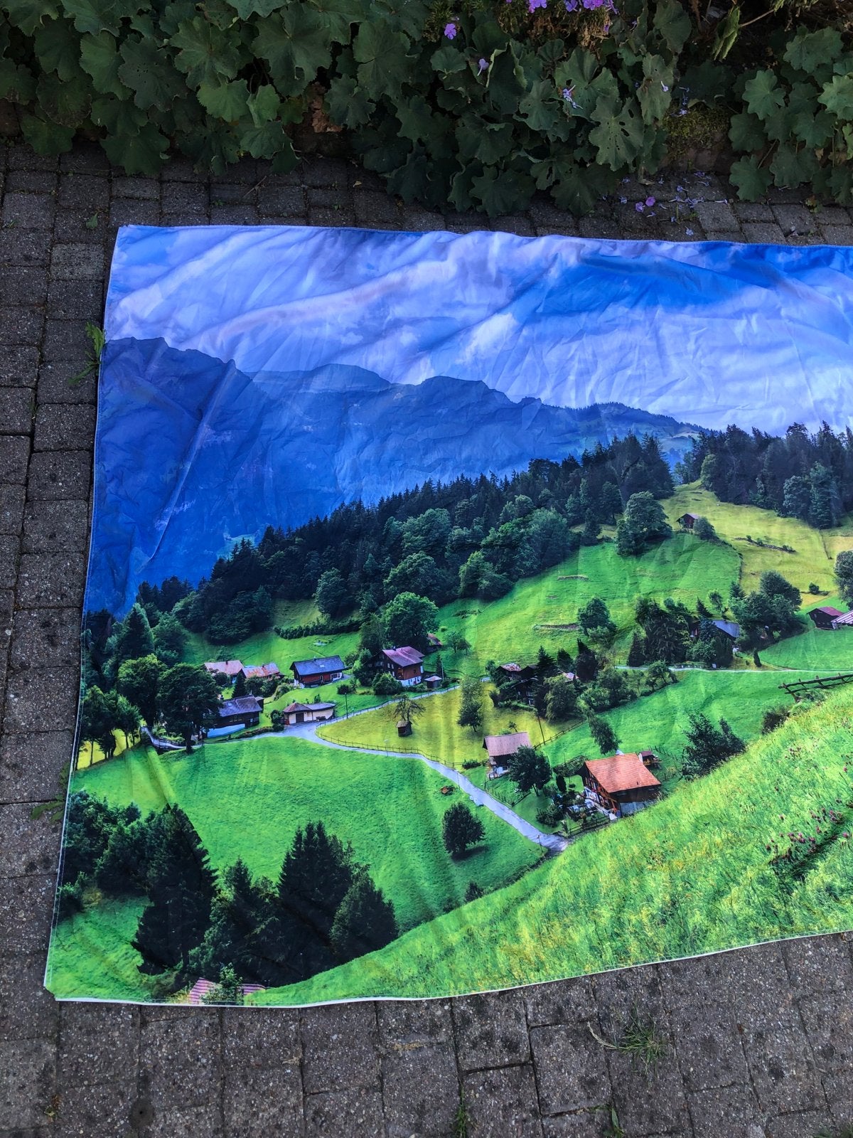 Wandkleed met Alpenlandschap - 140x185 cm, Ophalen, Meerkleurig, Textiel, Landelijk