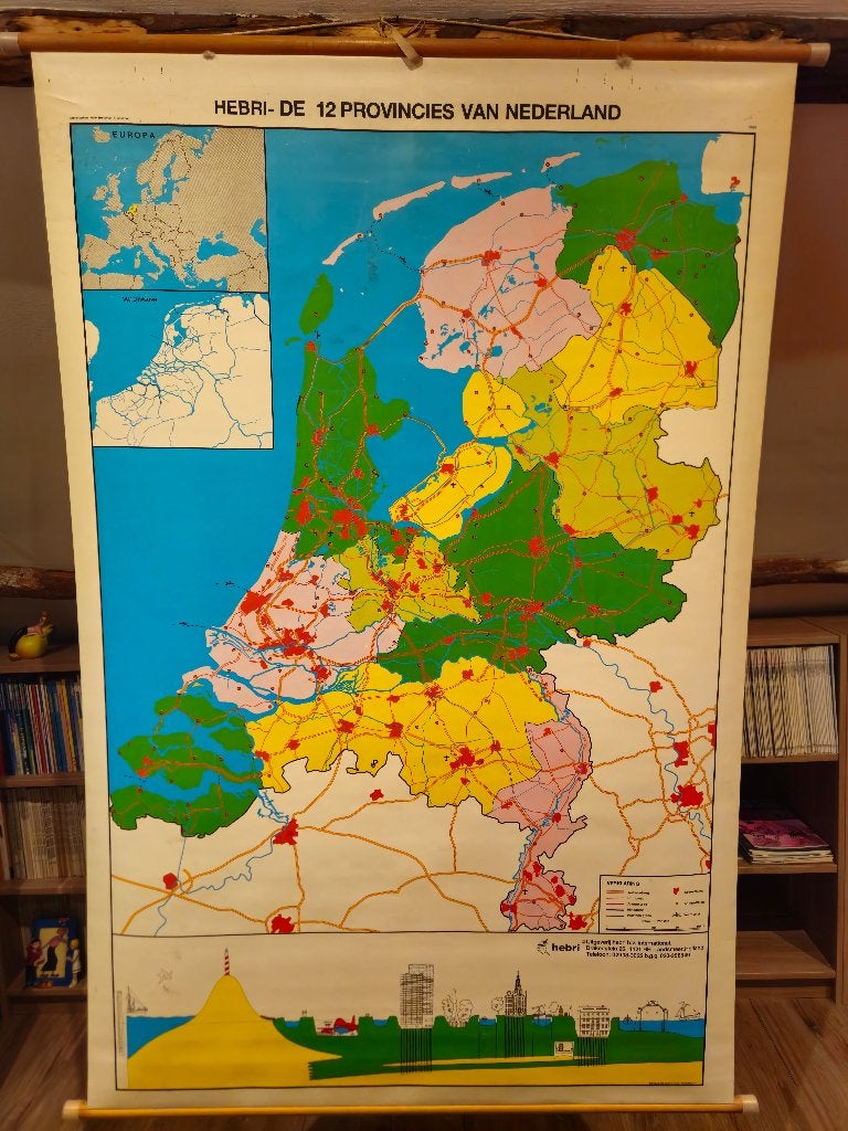 Hebri schoolwandkaart – Provincies van Nederland – 1989, Ophalen, 1800 tot 2000, Nederland, Landkaart