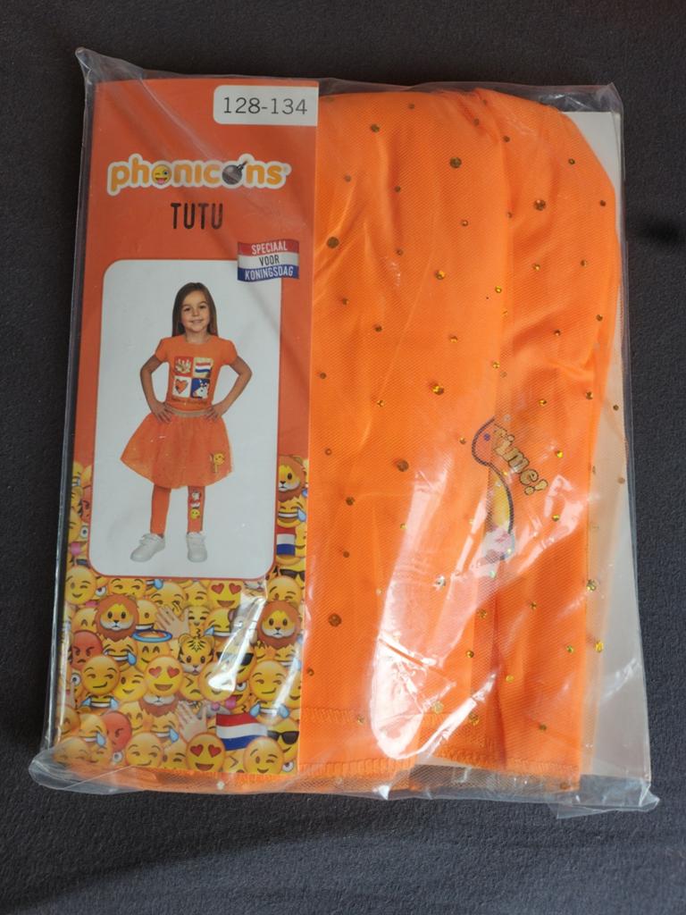Oranje tutu Phonicons 128-134 NIEUW, Kinderen en Baby's, Kinderkleding | Maat 128, Ophalen of Verzenden, Nieuw, Meisje, Jurk of Rok