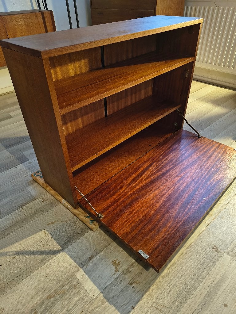 Wandkast of Secretaire | teakhout in mid-century stijl, Simpla lux, Onbekend, Ophalen of Verzenden, Zo goed als nieuw