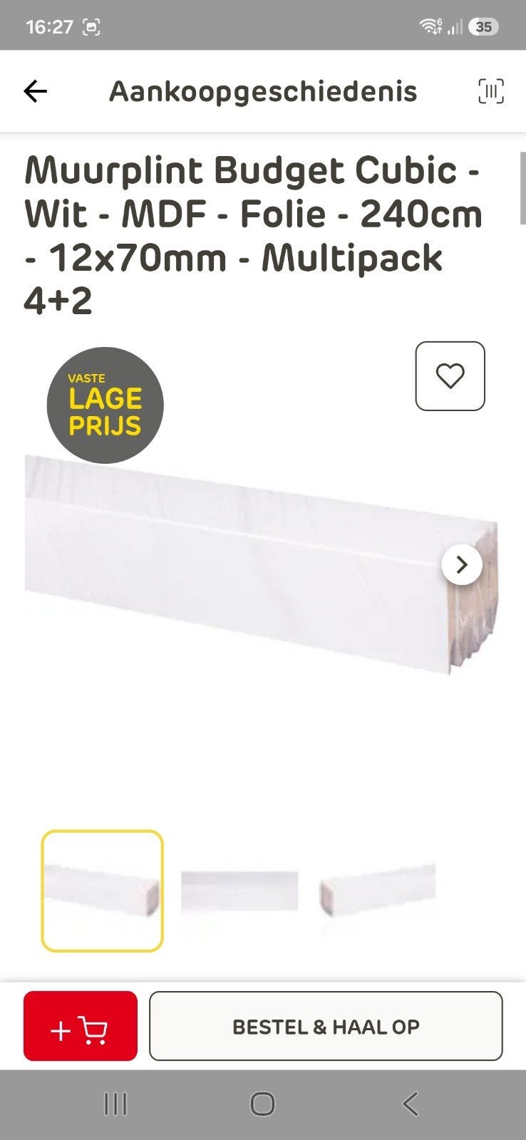2 Nieuwe Muurplinten Budget Cubic Wit MDF Folie 240cm, Ophalen, Nieuw, Mdf, 200 tot 250 cm