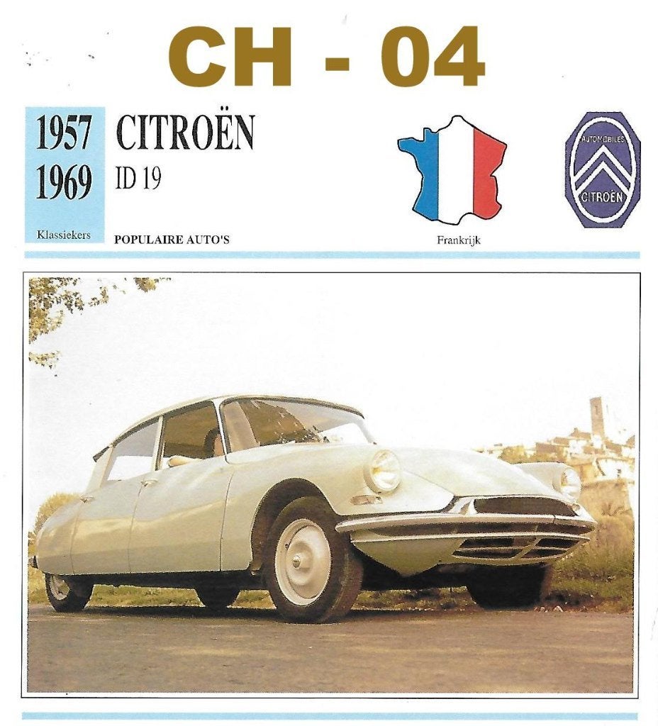 Ch04 autokaart citroen id 19 ( 1957- 1969 ), Verzamelen, Ophalen of Verzenden, Zo goed als nieuw, Auto's