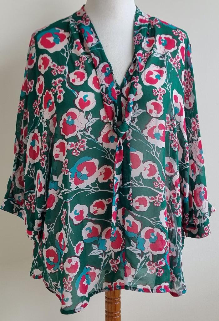 Norah groene blouse met print mt. 44, Maat 42/44 (L), Ophalen of Verzenden, Zo goed als nieuw, Norah