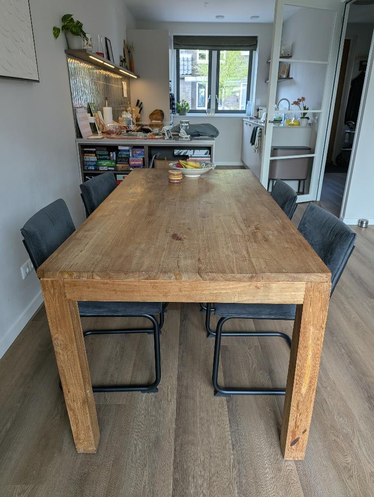 Vintage houten eettafel, Huis en Inrichting, Tafels | Eettafels, Ophalen, Gebruikt, Teakhout, 50 tot 100 cm