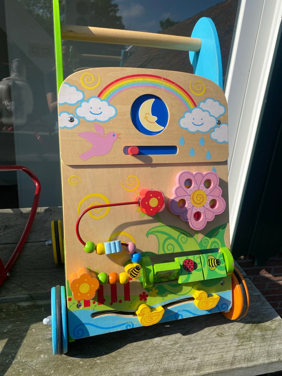 Houten Baby Loopwagen met Activiteitenpaneel, Ophalen, Zo goed als nieuw, Overige typen, Met wieltjes