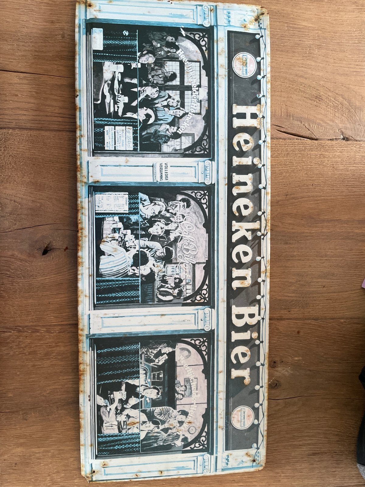 Vintage Metalen Heineken Reclamebord, Verzamelen, Ophalen, Gebruikt, Reclamebord