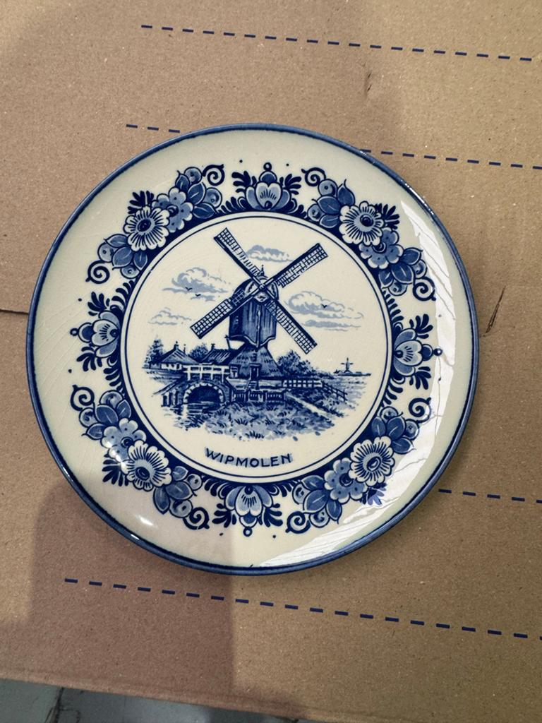 Delfts Blauw Wandbord - Wipmolen - 34 cm, Antiek en Kunst, Ophalen of Verzenden