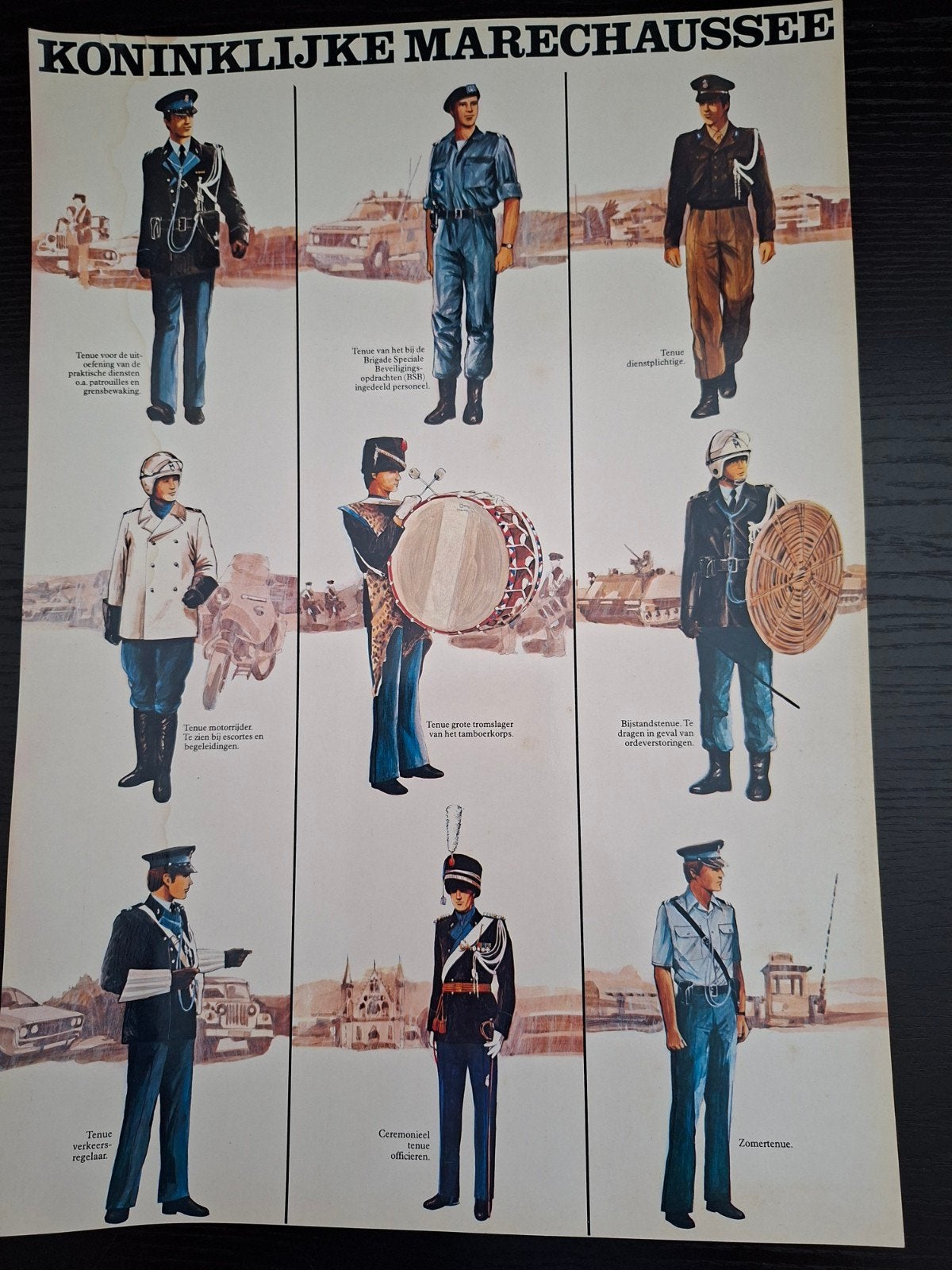 Poster tenue Koninklijke Marechaussee., Verzamelen, Ophalen of Verzenden, Marechaussee, Nederland, Foto of Poster