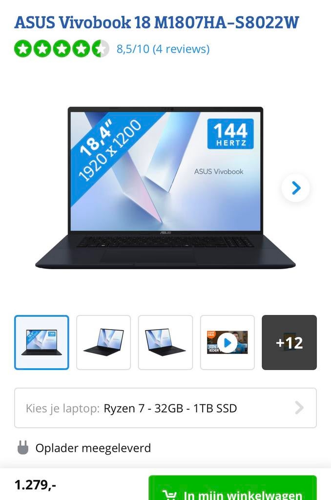 ASUS Vivobook, de grooste!, Qwerty, Nieuw, Ophalen of Verzenden, 256 GB of meer