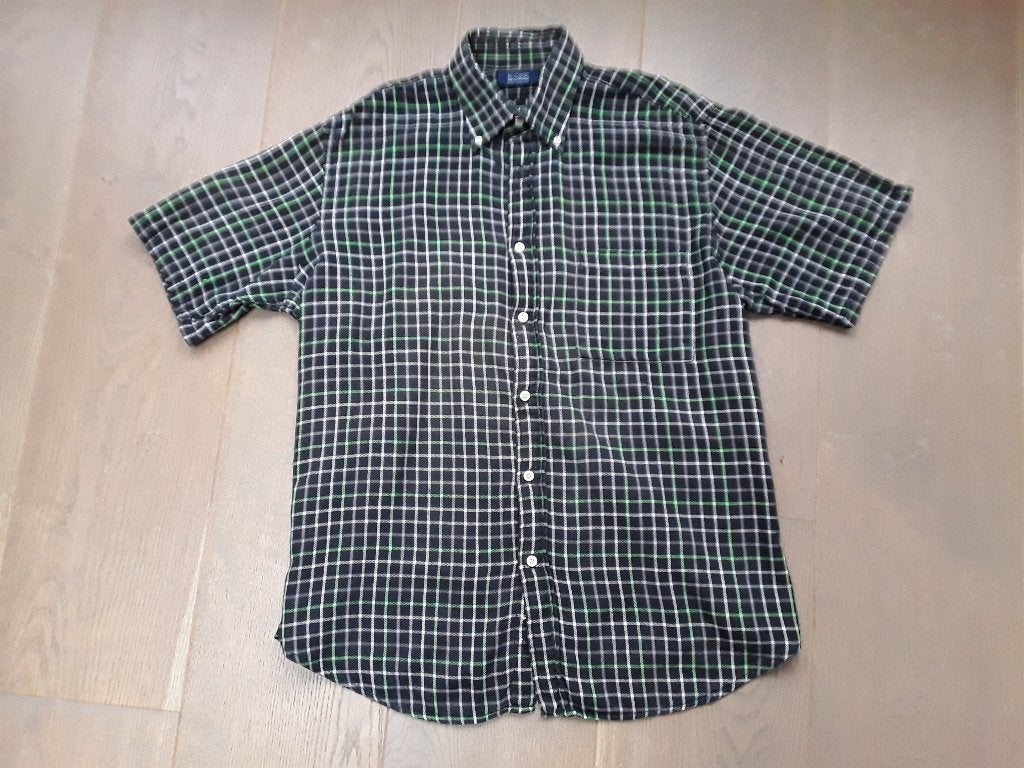 Te koop: Leuk geruit overhemd met korte mouw, TEXBASIC, MT:M, Tex Basic, Gedragen, Groen, Halswijdte 39/40 (M)
