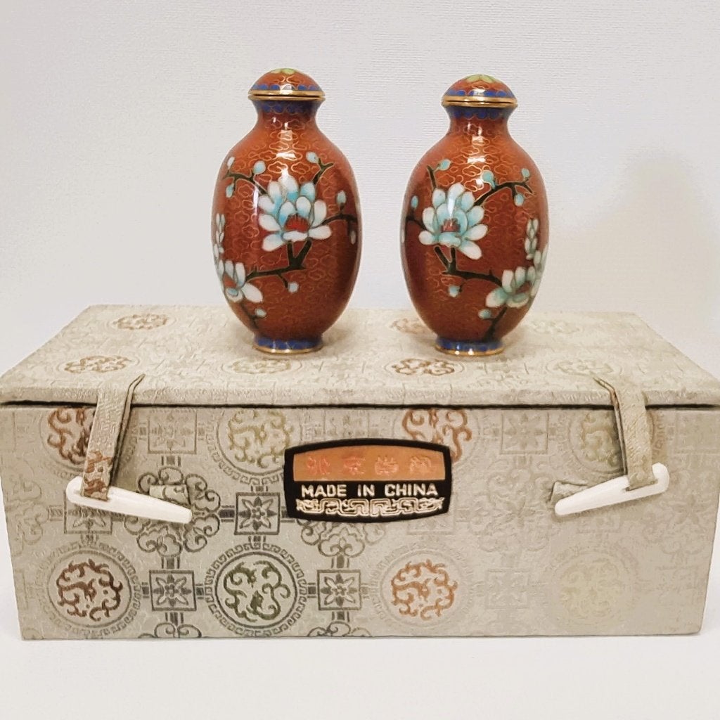 Cloisonne flesjes met stop en box., Ophalen of Verzenden, Zo goed als nieuw