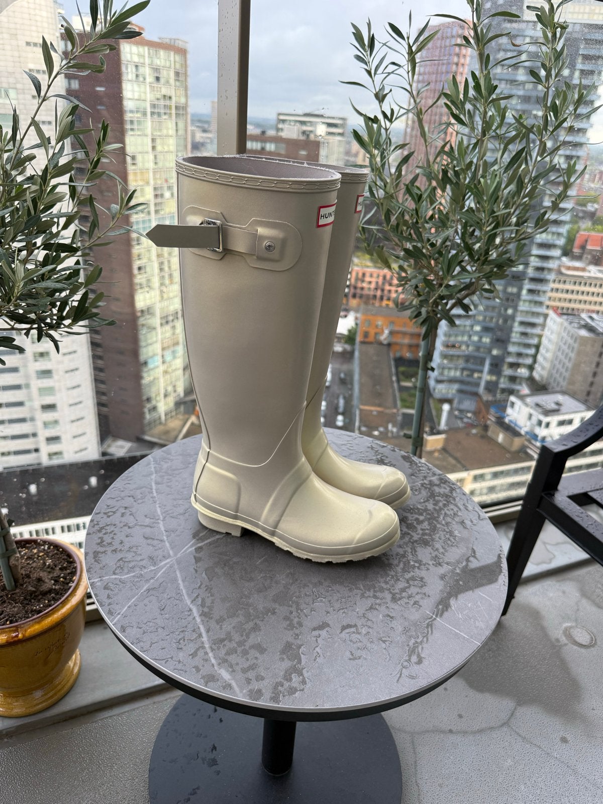 Hunter regenlaarzen - Zo goed als nieuw, Ophalen of Verzenden, Zo goed als nieuw, Beige, Regenlaarzen