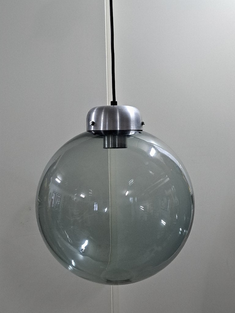 Grote bolvormige glazen hanglamp, jaren 60, Ophalen, Jaren 60 / 70, Zo goed als nieuw, Glas