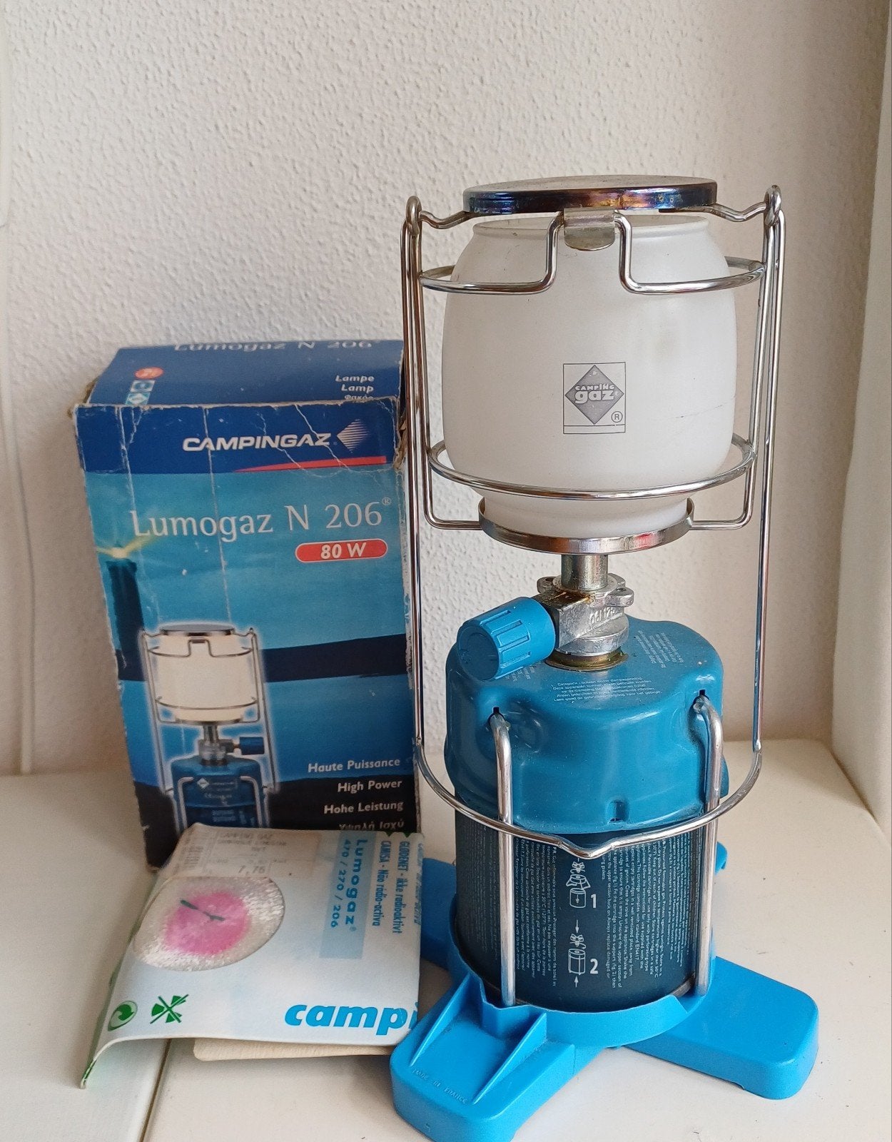 Campingaz gaslamp+voetje+kousje, Ophalen of Verzenden