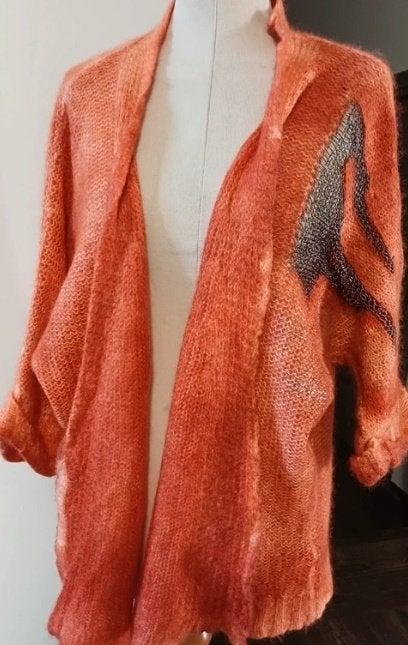 Mohair vest oranje bruin  44/46-48, Ophalen of Verzenden, Nieuw, Maat 46/48 (XL) of groter, Oranje