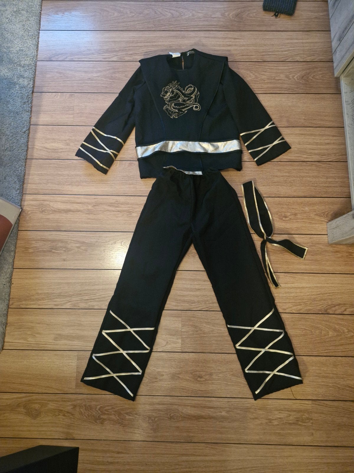 Zwart draken ninja kostuum voor kinderen 140, Ophalen of Verzenden, Gebruikt, 134 t/m 140, Jongen of Meisje