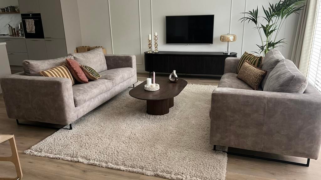 2x 3 zits Goossens wonen bank Jovani (nieuw), Ophalen, Zo goed als nieuw, Minder dan 10 m², Tapijt