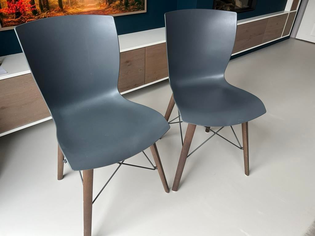 2x stoel eetkamerstoel grijs - mohd colico rapwood, Huis en Inrichting, Stoelen, Ophalen, Zo goed als nieuw, Grijs, Twee