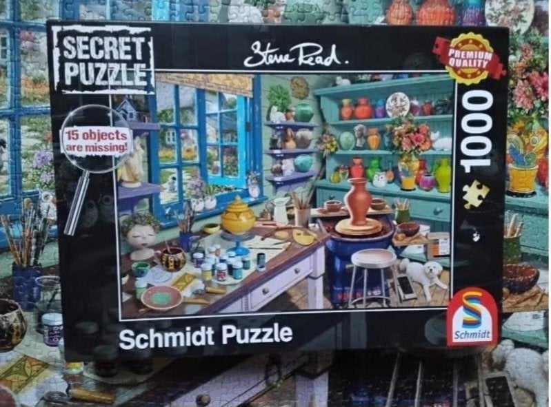 Schmidt secret puzzel 'kunstatelier', Ophalen, 500 t/m 1500 stukjes, Zo goed als nieuw, Legpuzzel