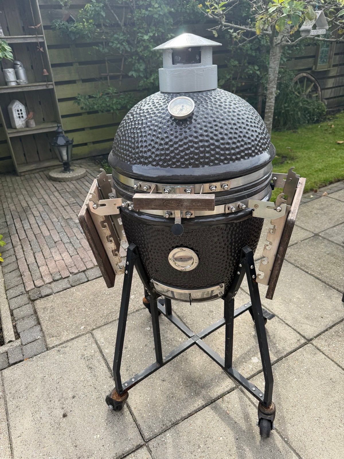 Grizzly Green Egg Kamado BBQ 48cm op onderstel met toebehore, Ophalen, Gebruikt