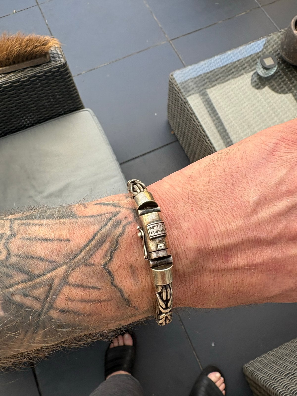 Zilveren Koningsarmband - Best of Buddha, Sieraden, Tassen en Uiterlijk, Armbanden, Ophalen, Gebruikt, Zilver, Staal