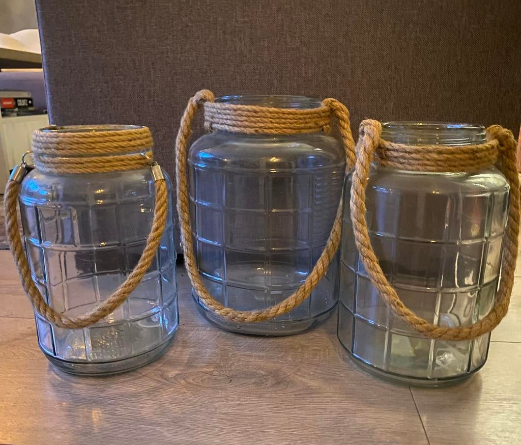 Set van 3 windlichten, Ophalen, Gebruikt, Overige materialen, Minder dan 25 cm