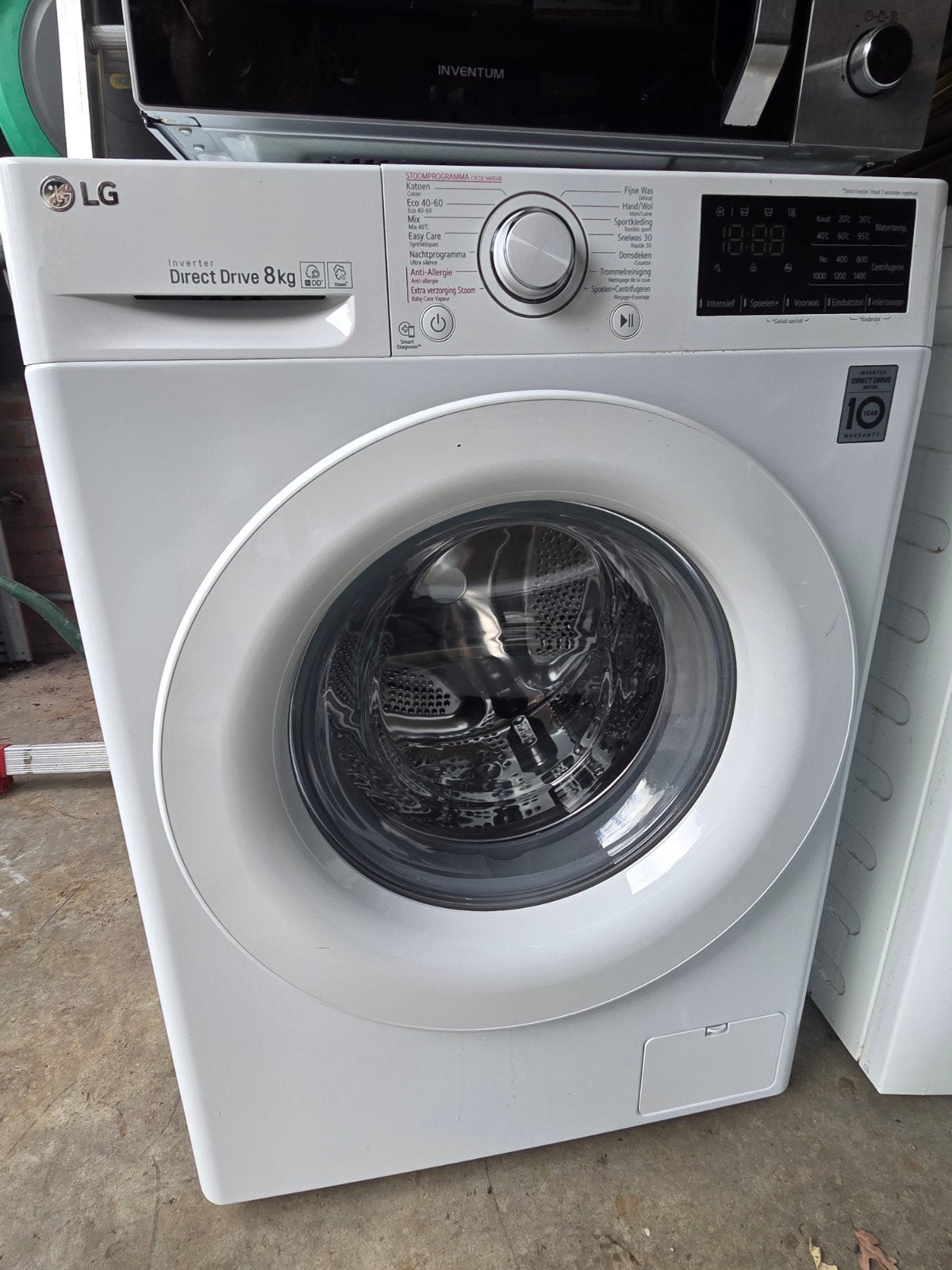 LG Wasmachine 8kg met Stoomfunctie en AI Direct Drive, 8 tot 10 kg, Ophalen, Zo goed als nieuw, 85 tot 90 cm