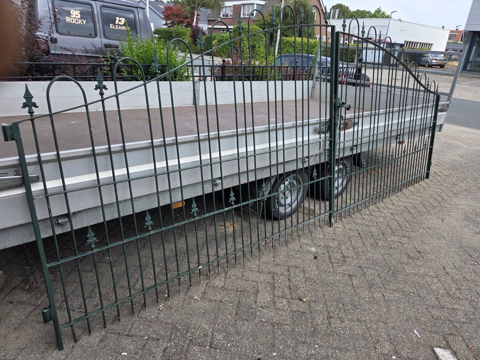 dubbele draaipoort - Groen, gebruikt, Ophalen, Gebruikt, IJzer, Overige typen