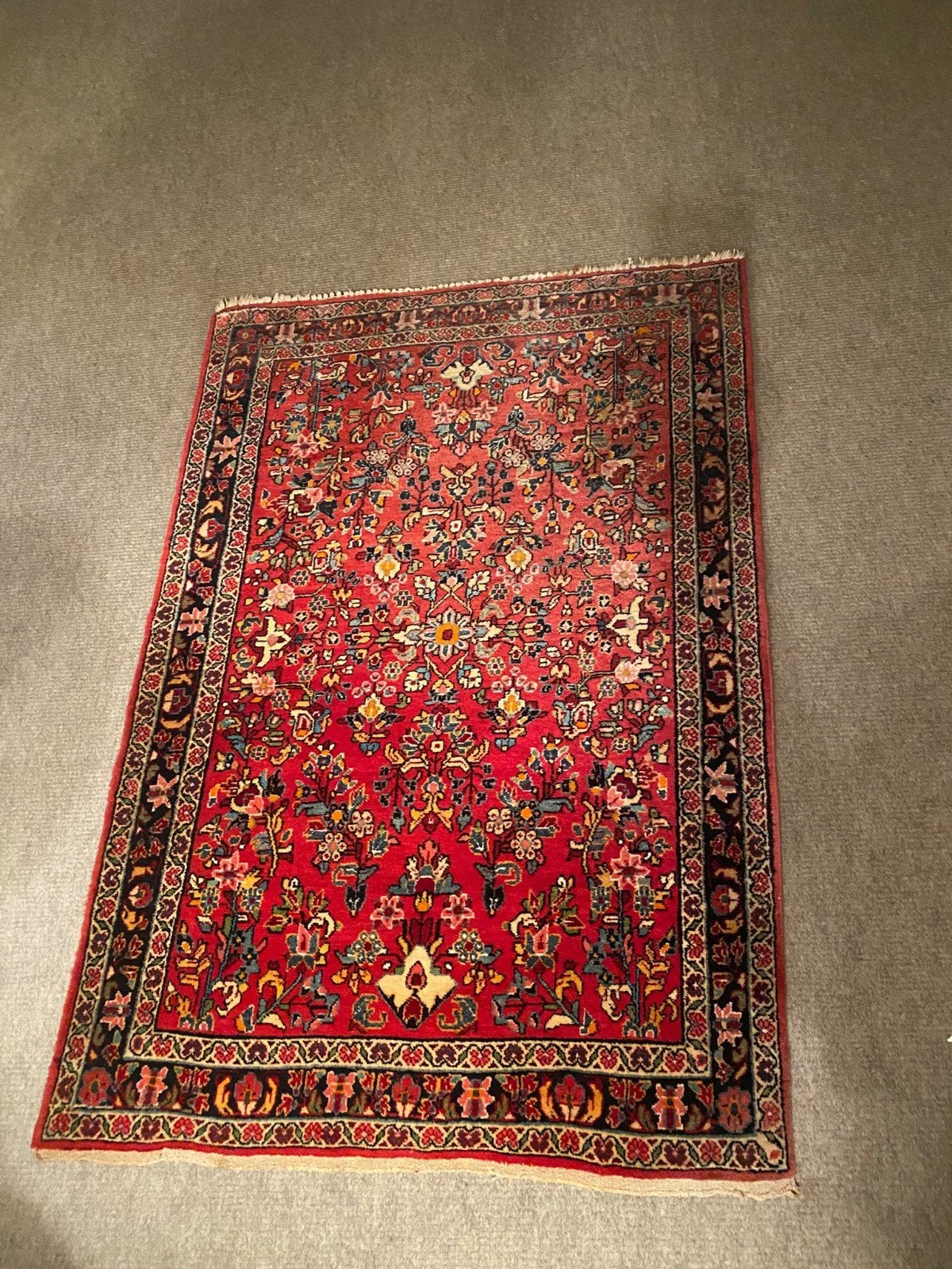 Prachtig Perzisch tapijt - Handgeknoopt, rood met bloemen, Ophalen, 100 tot 150 cm, Perzisch, Klassiek, Oosters, 50 tot 100 cm