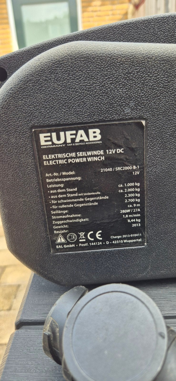 EUFAB Elektrische Lier 12V DC - 2013 Model, Ophalen