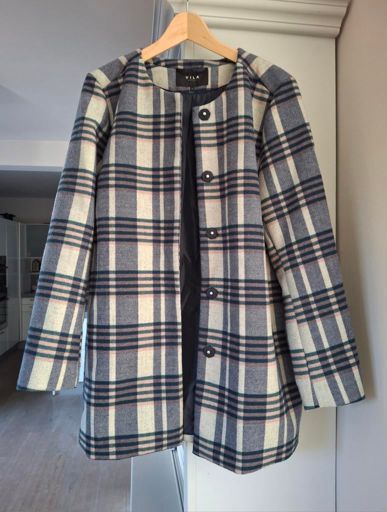 Vila Clothes jas maat L geruit, Vila Clothes, Ophalen of Verzenden, Zo goed als nieuw, Maat 42/44 (L)