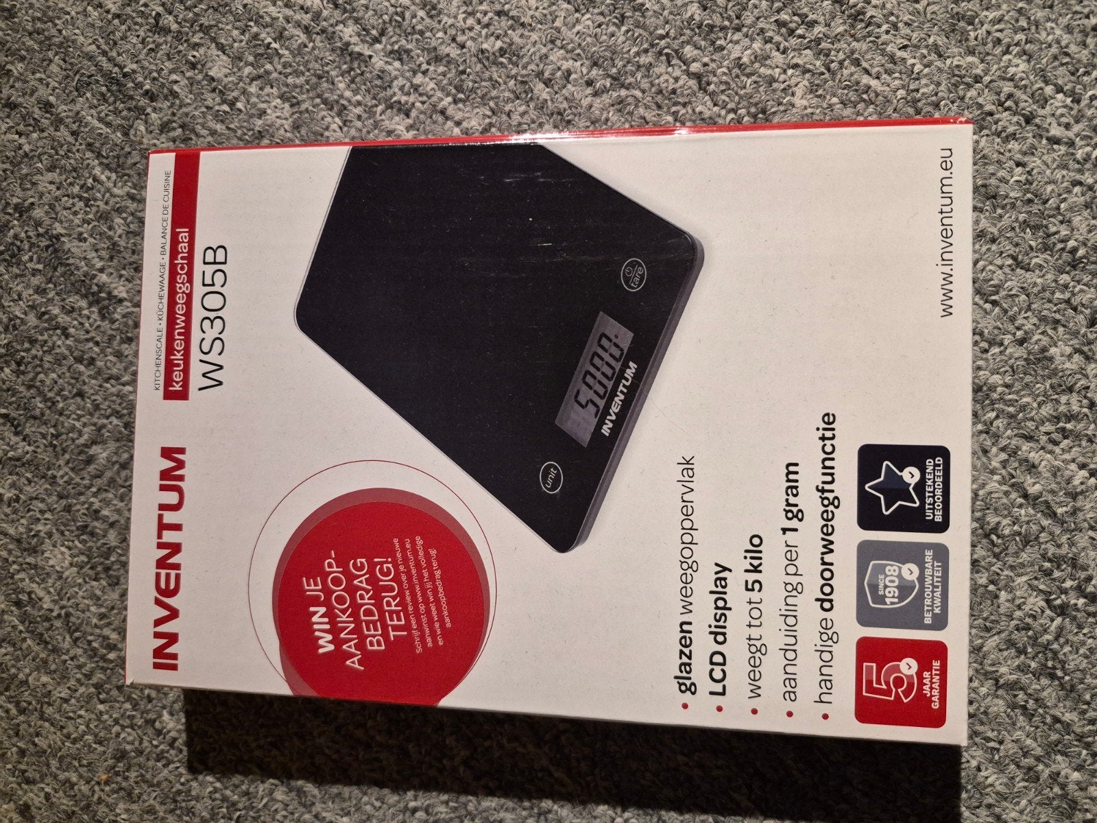 Inventum WS305B Keukenweegschaal - Nieuw in doos, Witgoed en Apparatuur, Ophalen, Minder dan 10 kg, Keukenweegschaal, Nieuw